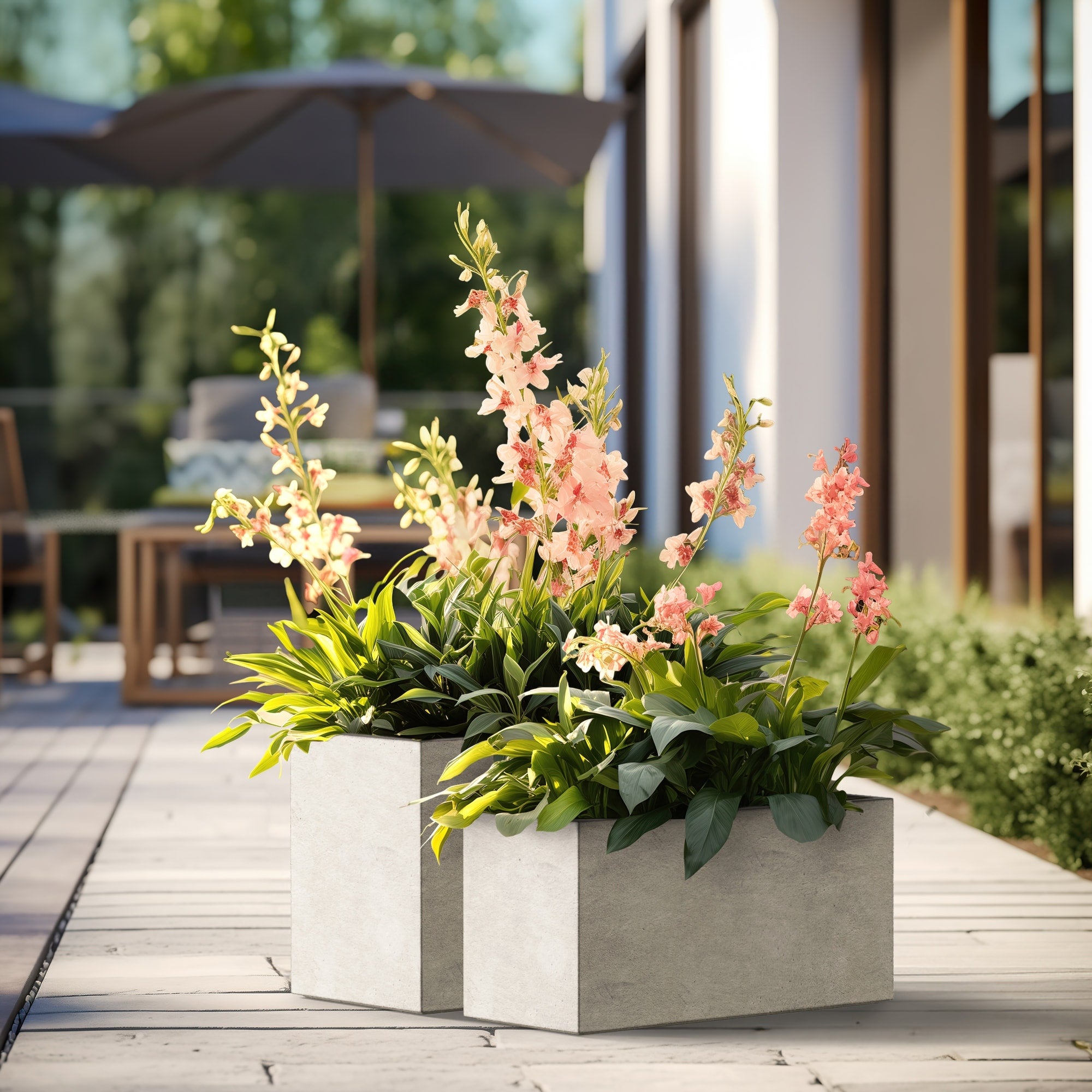 Tall Concrete Rectangle Plant Boxes / Large Indoor and Outdoor Flower Planters