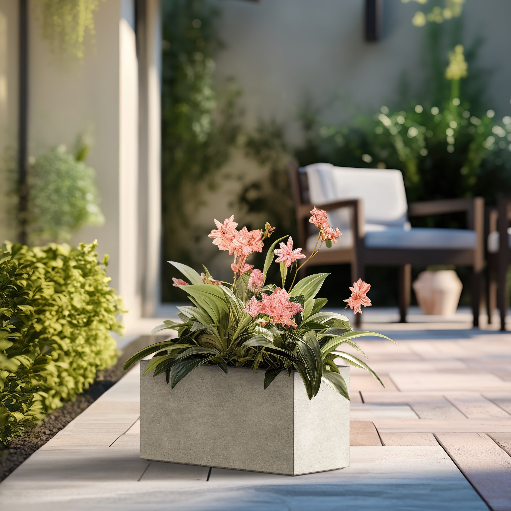 Tall Concrete Rectangle Plant Boxes / Large Indoor and Outdoor Flower Planters