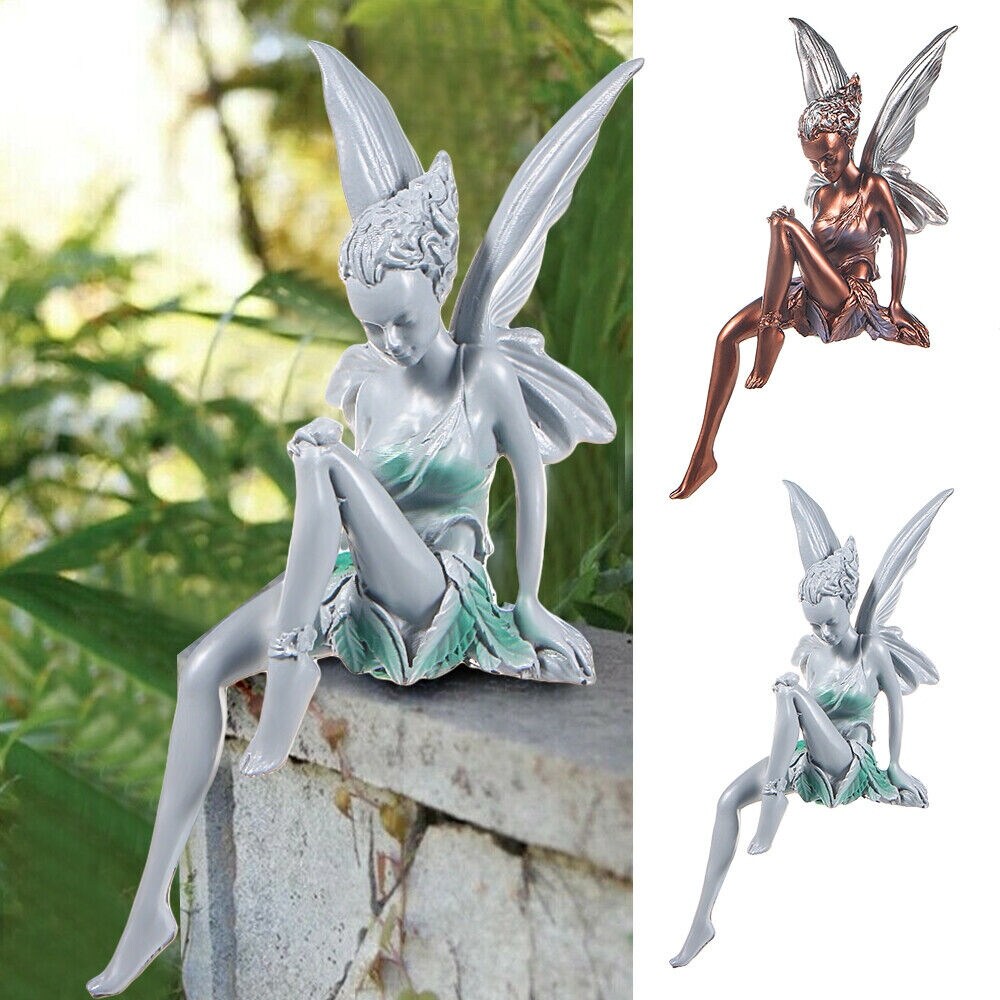 Flower Fairy Garden Sculpture - Resin Sitting Statue Craft