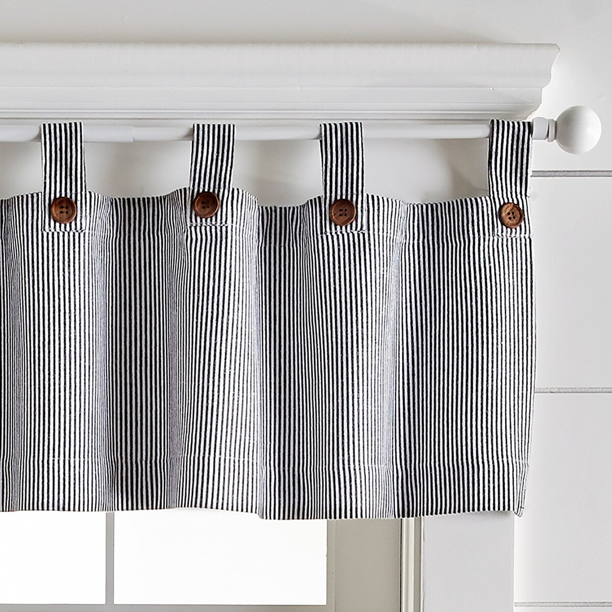 Tucker Ticking Stripe Kitchen Curtain Valance - 60w x 15l - 60w x 15l