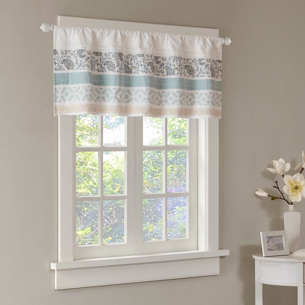 Madison Park Dawn Kitchen Window Valance Blue - 50 x 18