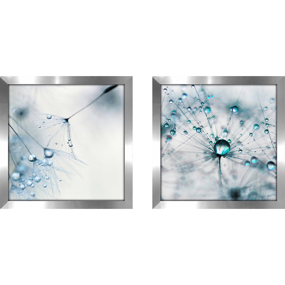 Art Sets of 2 Twin Set Matching Baby Blue Framed Acrylic Wall Decor