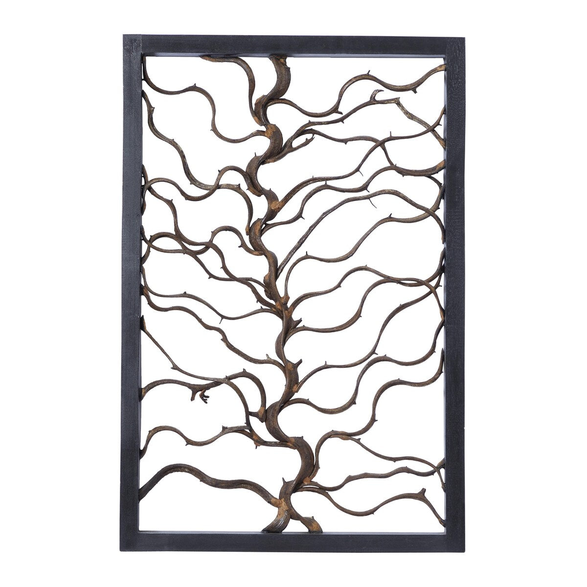 Wood Tree Branch Home Wall Decor with Black Frame - Brown - Roche River Decor