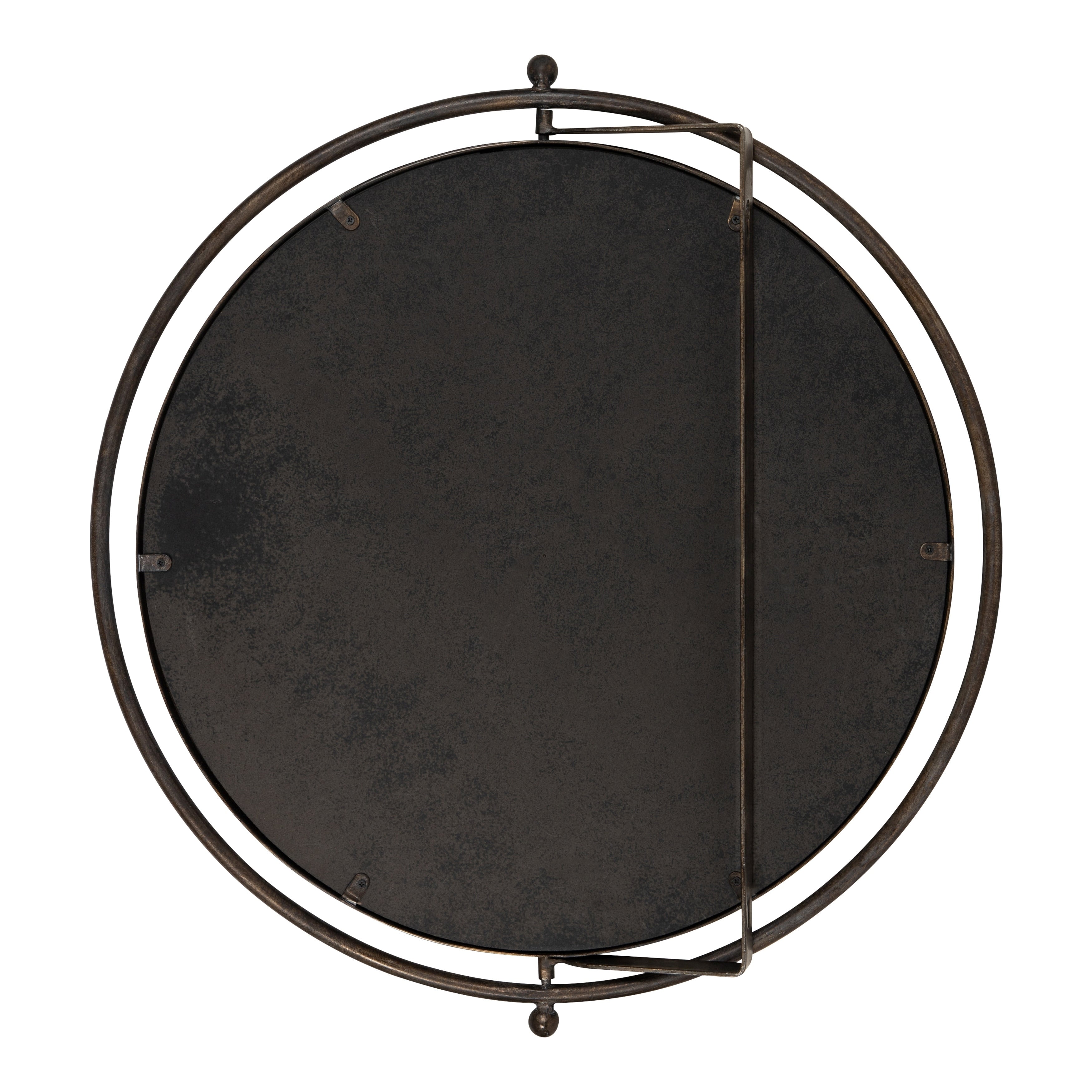 Kate and Laurel Baron Rustic Pivot Mirror, 21 Diameter, Raw Iron