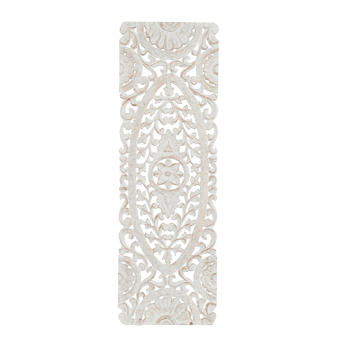 Wooden Floral Handmade Intricately Carved Home Wall Decor - White - Roche River Decor