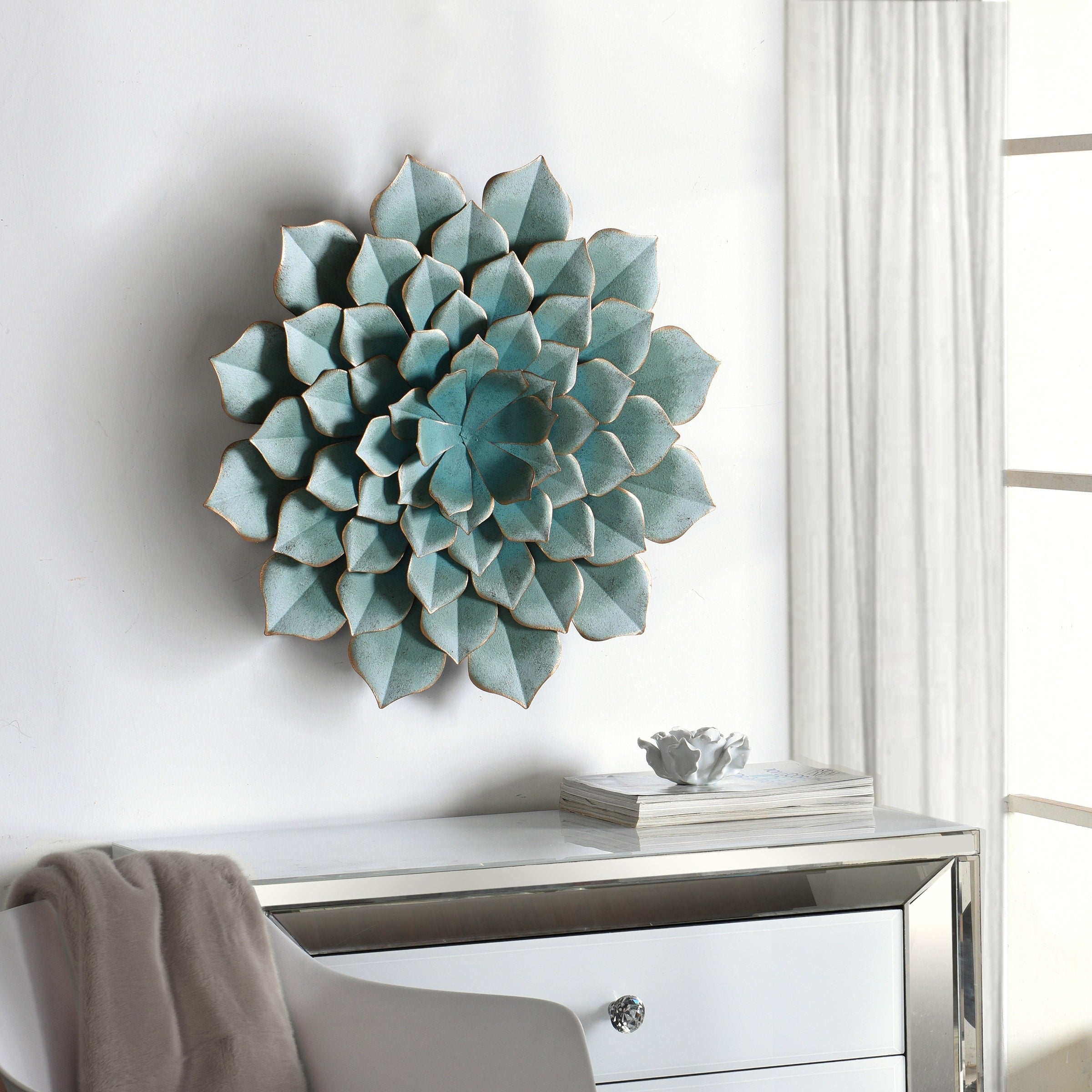 StyleCraft Metal Green Succulent Wall Art