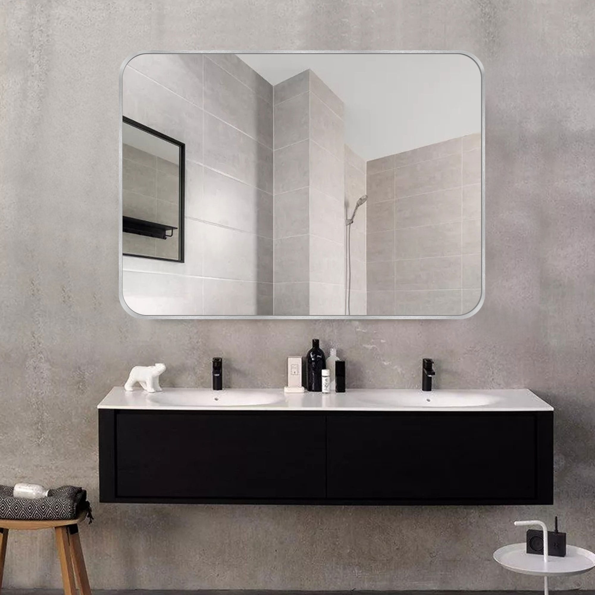 Wall Mount Bathroom Rectangle Vanity Mirror (Horizontal/Vertical)