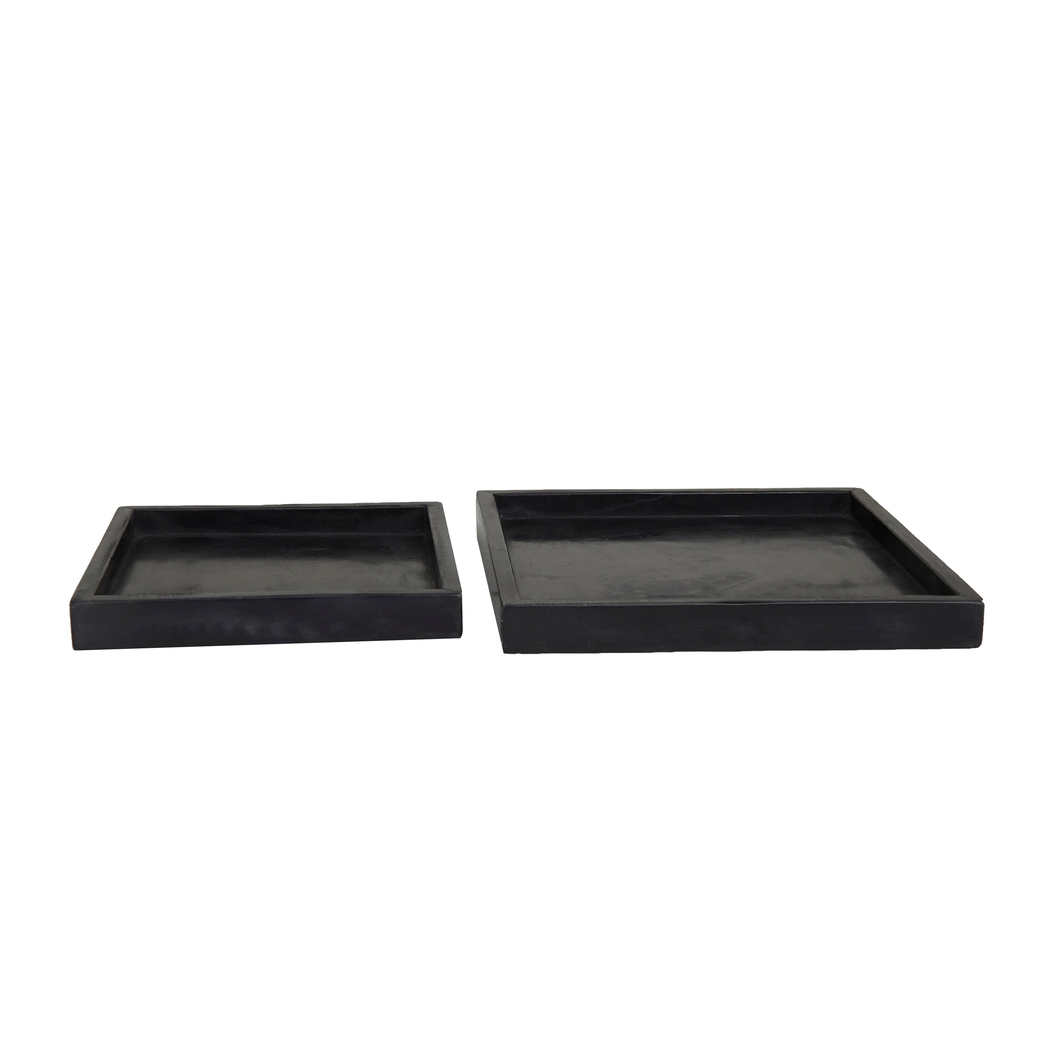 CosmoLiving by Cosmopolitan Marble Tray with Raised Border (Set of 2) - White, Black, Green