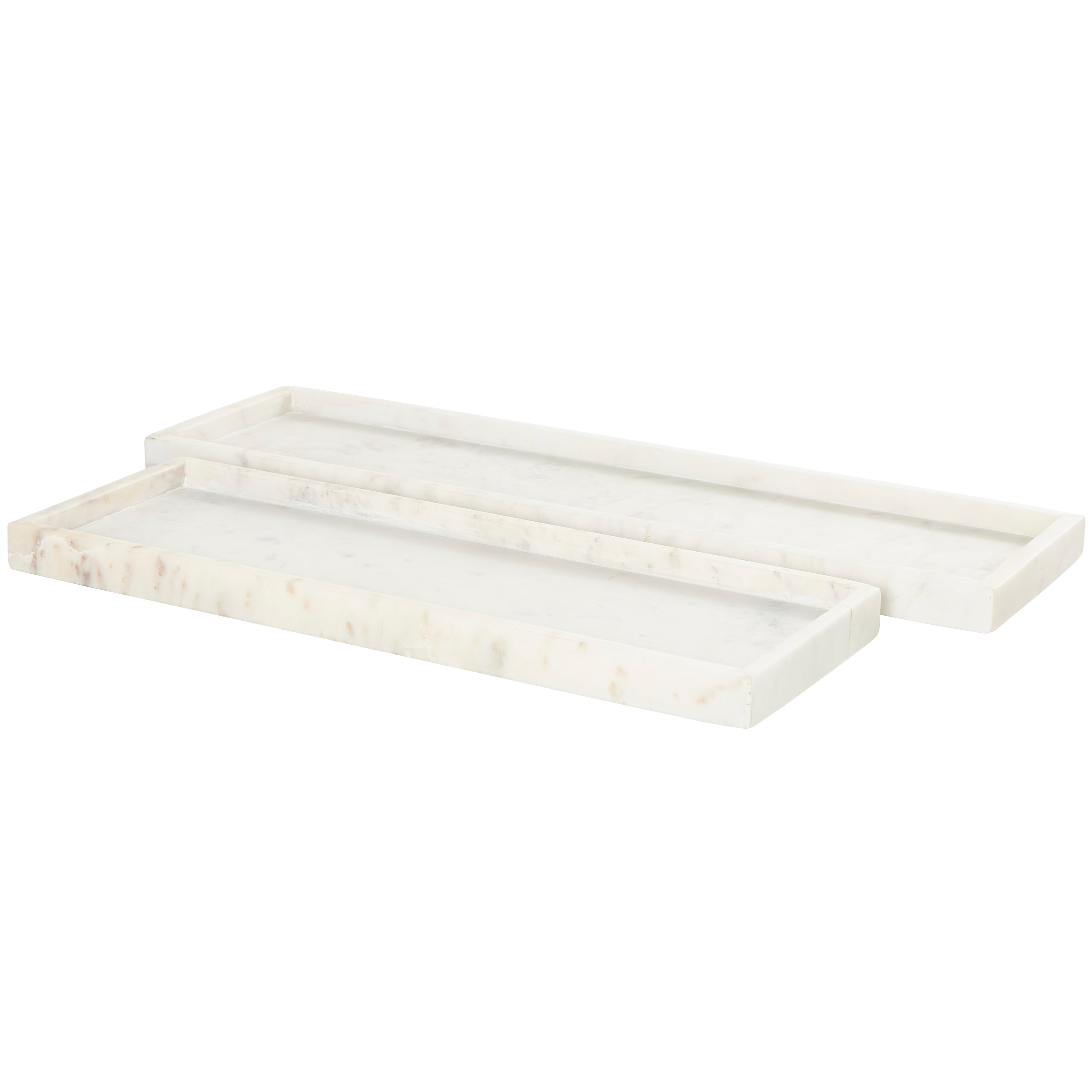 CosmoLiving by Cosmopolitan Marble Tray with Raised Border (Set of 2) - White, Black, Green