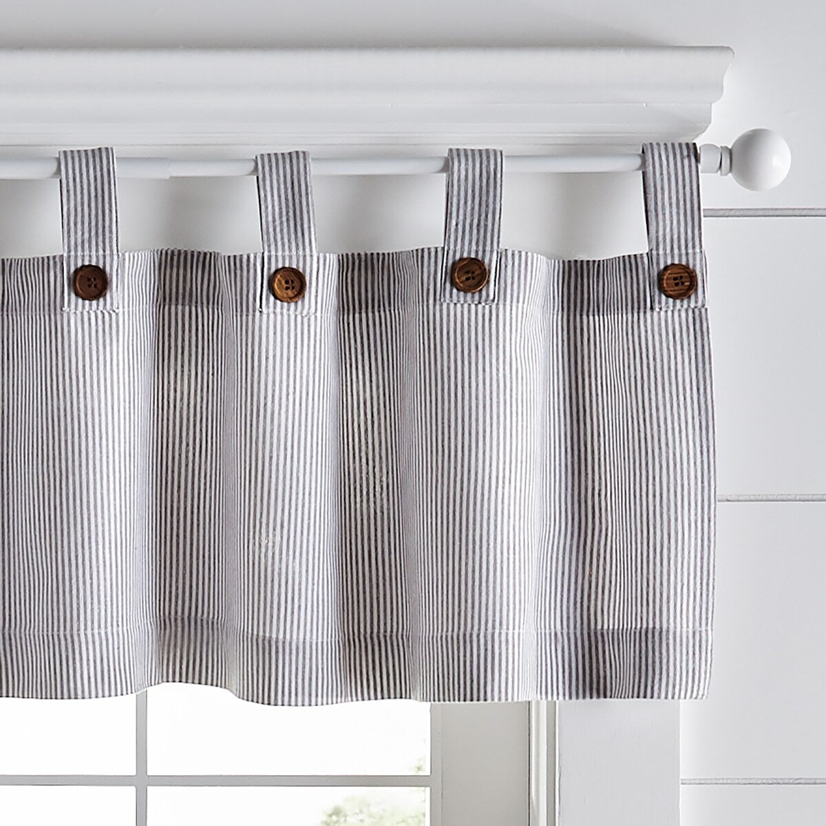 Tucker Ticking Stripe Kitchen Curtain Valance - 60w x 15l - 60w x 15l