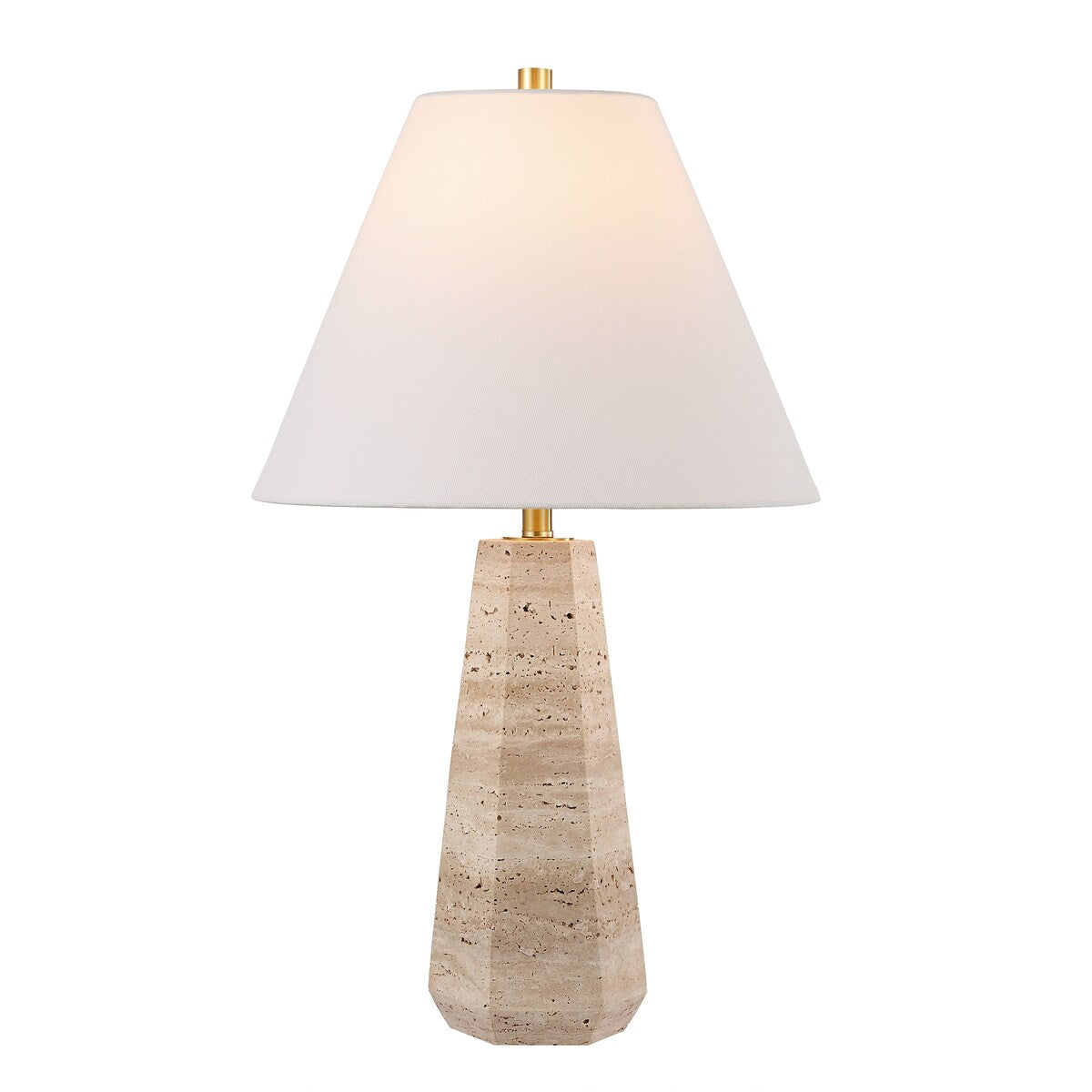 SAFAVIEH Lighting Aneliya Travertine 24-inch Table Lamp (LED Bulb Included) - 14 In. W x 14 In. D x 23.5 In. H - 14Wx14Dx24H