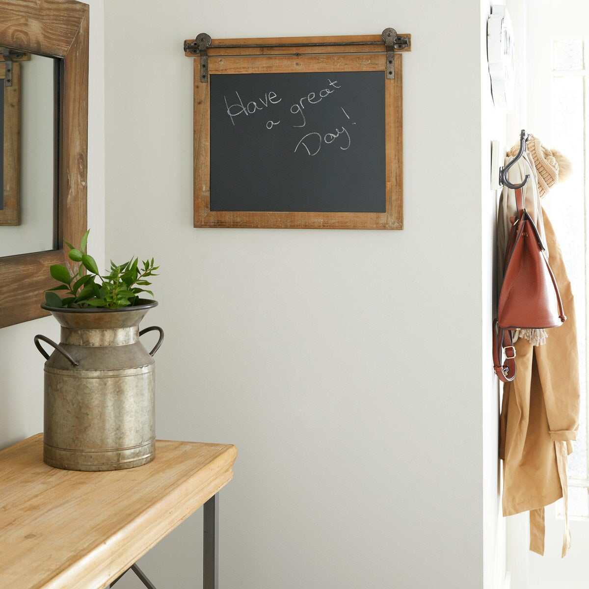 Wood Sign Home Wall Decor with Chalkboard - Brown - Roche River Decor