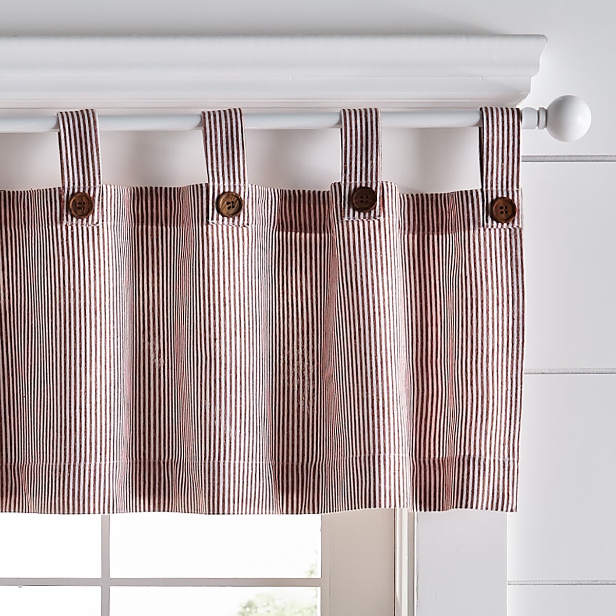 Tucker Ticking Stripe Kitchen Curtain Valance - 60w x 15l - 60w x 15l