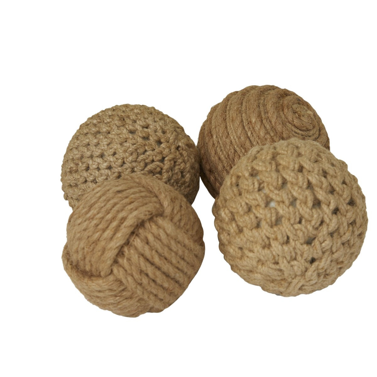 Jute Rope and Cotton Fabric Handmade Decorative Ball Orbs & Vase Filler - Set of 4 Brown or Blue - Roche River Decor