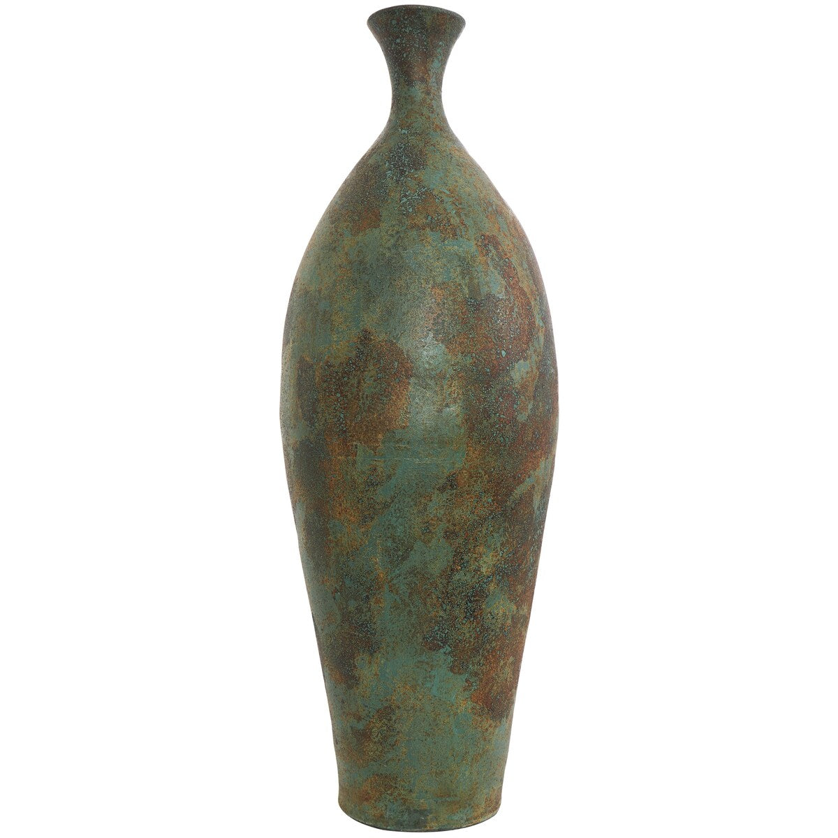 Ceramic Tall Distressed Antique Style Decorative Vase - Green - Roche River Decor