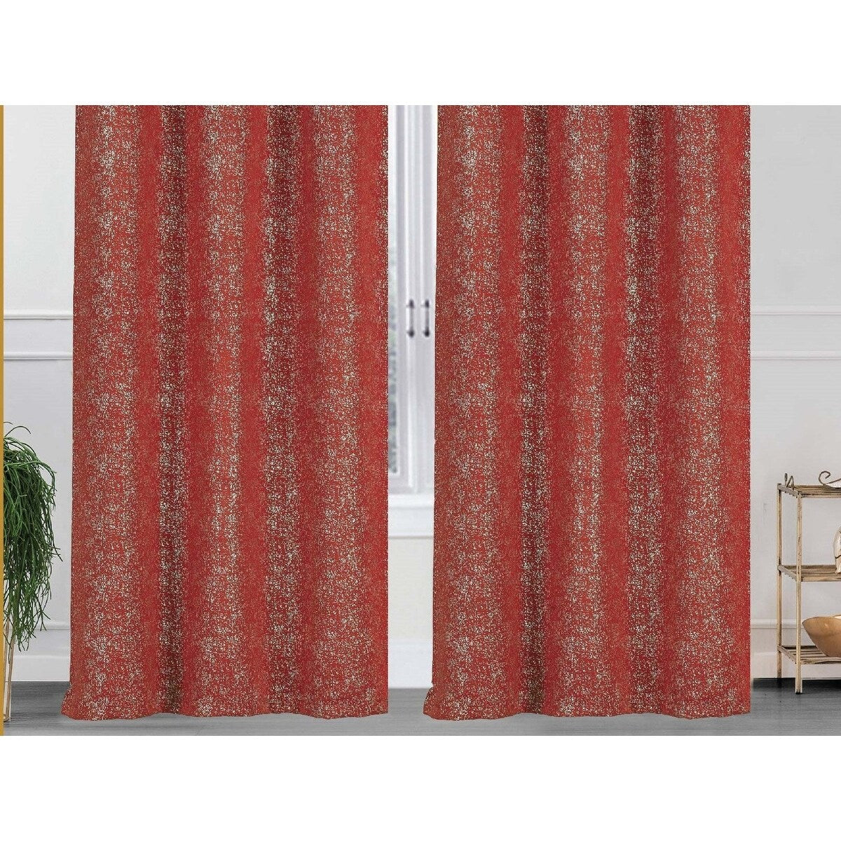 J&V Textiles Cassie Metallic Textured Blackout Grommet Top Curtains - 38X84 -76X84