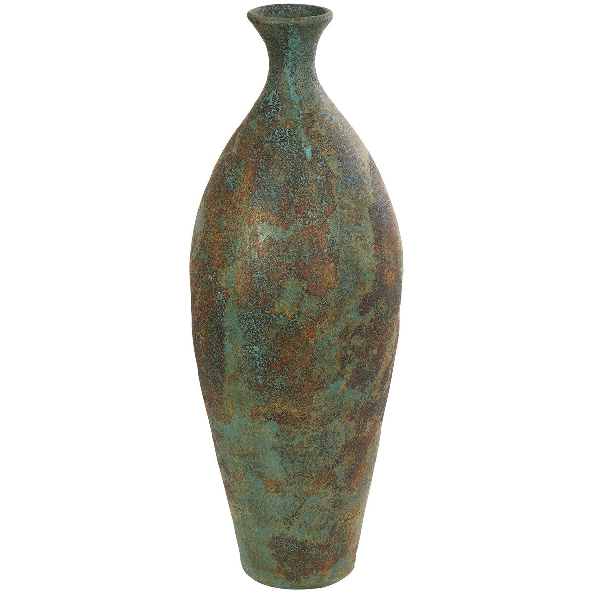 Ceramic Tall Distressed Antique Style Decorative Vase - Green - Roche River Decor