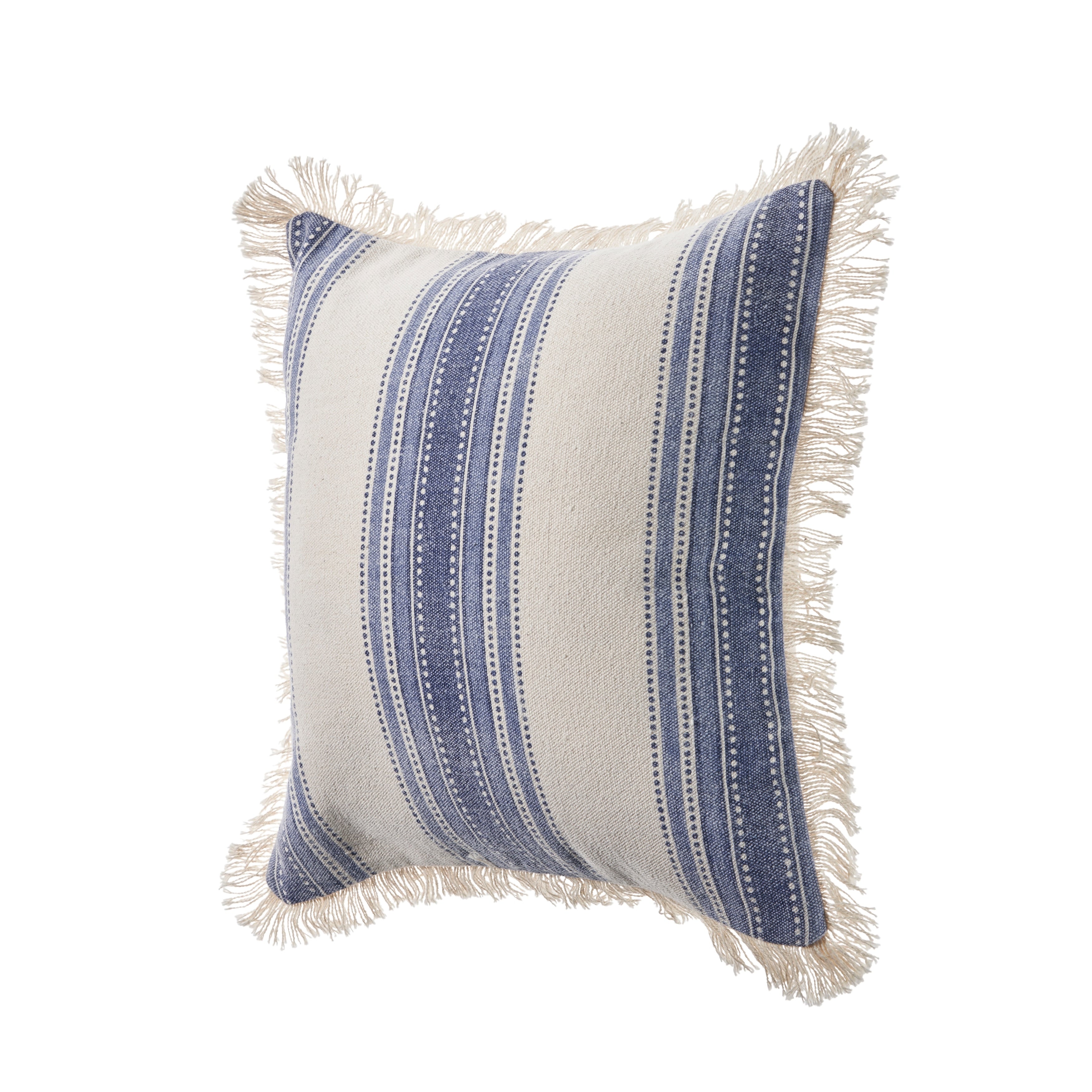 Sevita Coastal Striped Blue and Cream Throw Pillow, Single or Set of 2