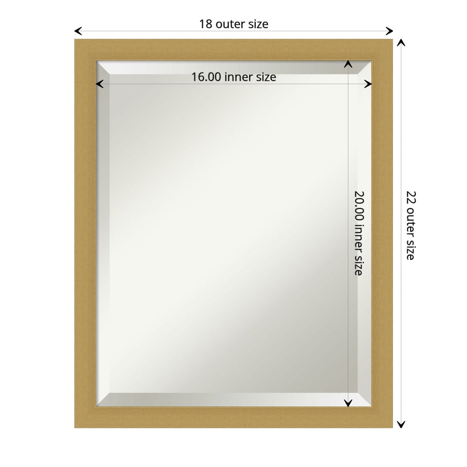 Beveled Bathroom Wall Mirror - Grace Brushed Narrow Frame