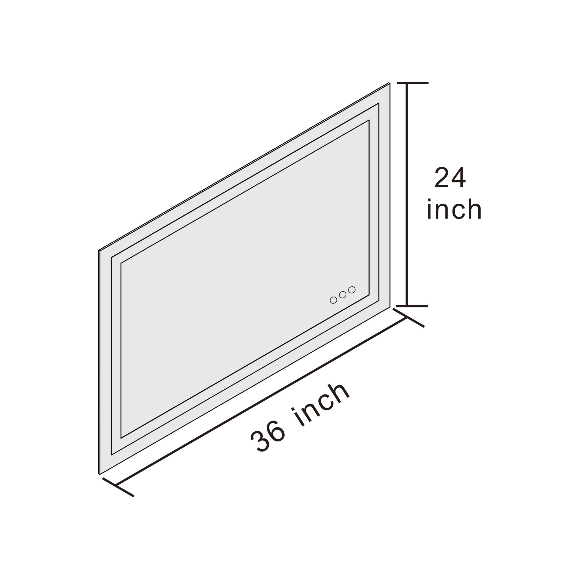 Large Rectangular Frameless Anti-Fog LED Light Wall Mounted Bathroom Vanity Mirror in White - N/A