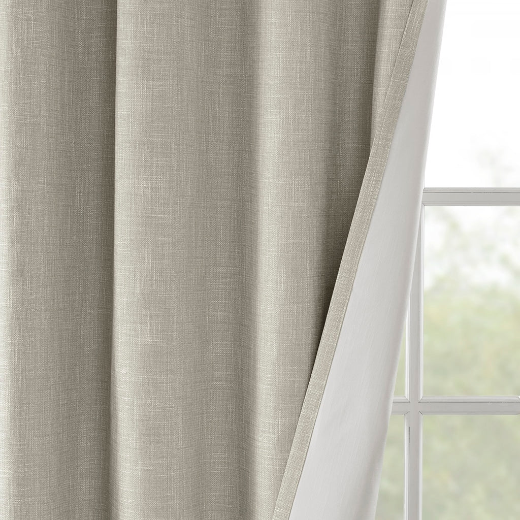 Printed Heathered Blackout Grommet Top Curtain Panel