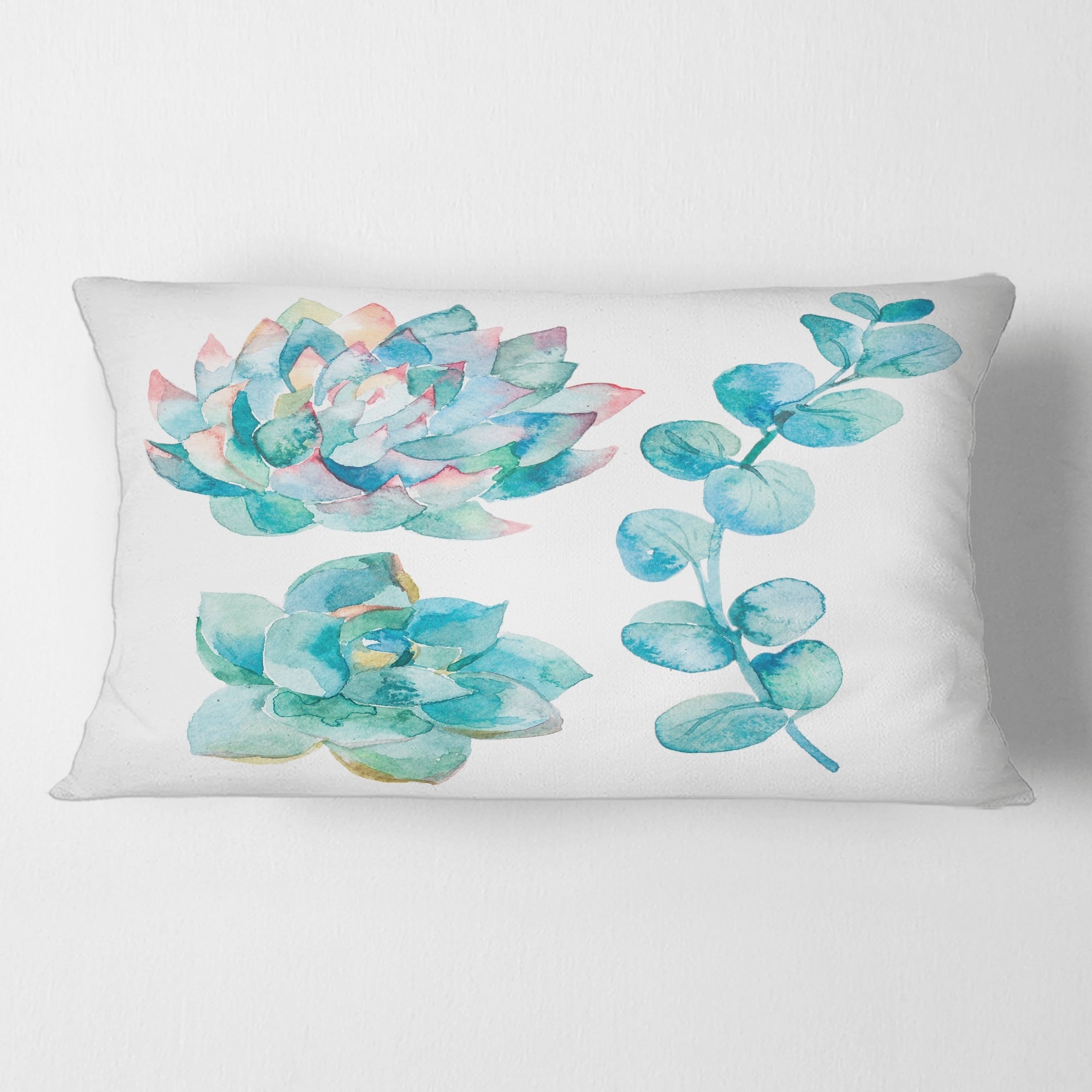 Designart 'Eucalyptus Leaves and Succulents' Traditional Printed Throw Pillow