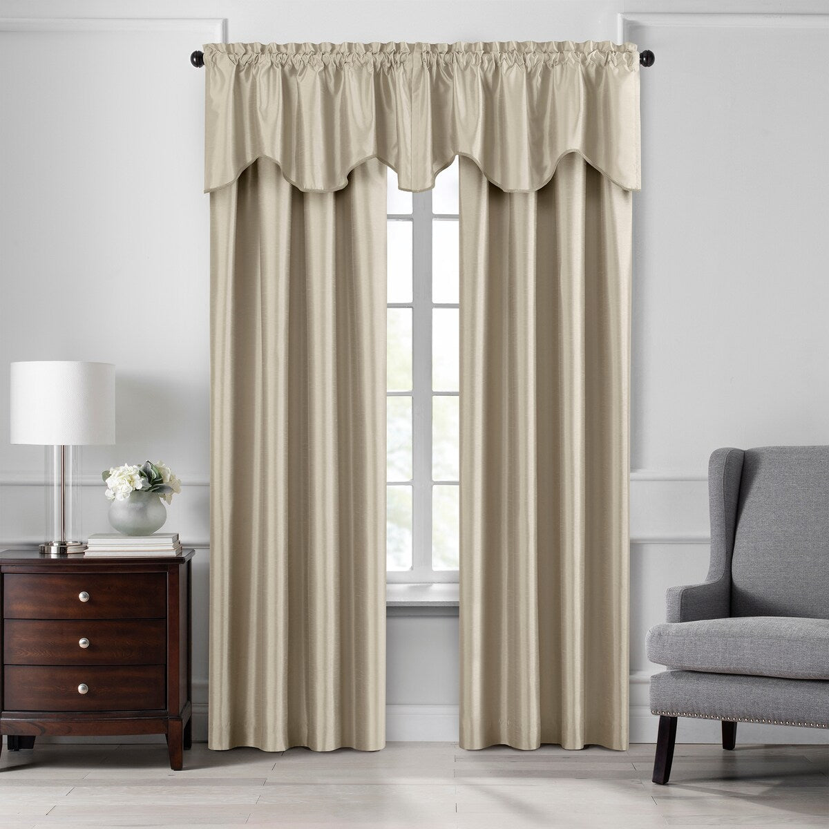 Gracewood Hollow Foster Faux Silk Scalloped Window Valance - 50x21