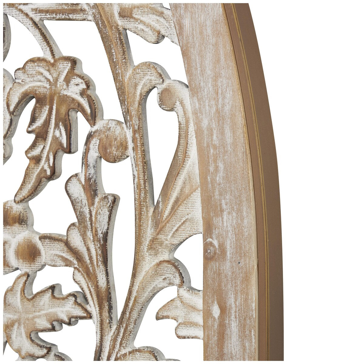 Wooden Floral Handmade Arched Home Wall Decor with Intricate Carvings - Set of 2 Brown - Roche River Decor