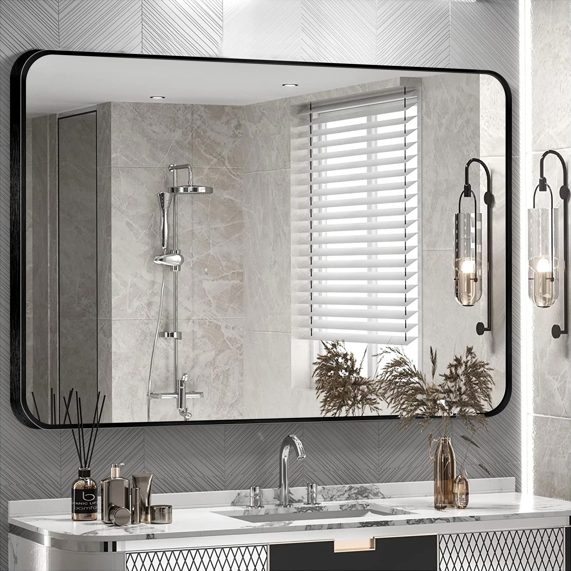 Wall Mount Bathroom Rectangle Vanity Mirror (Horizontal/Vertical)