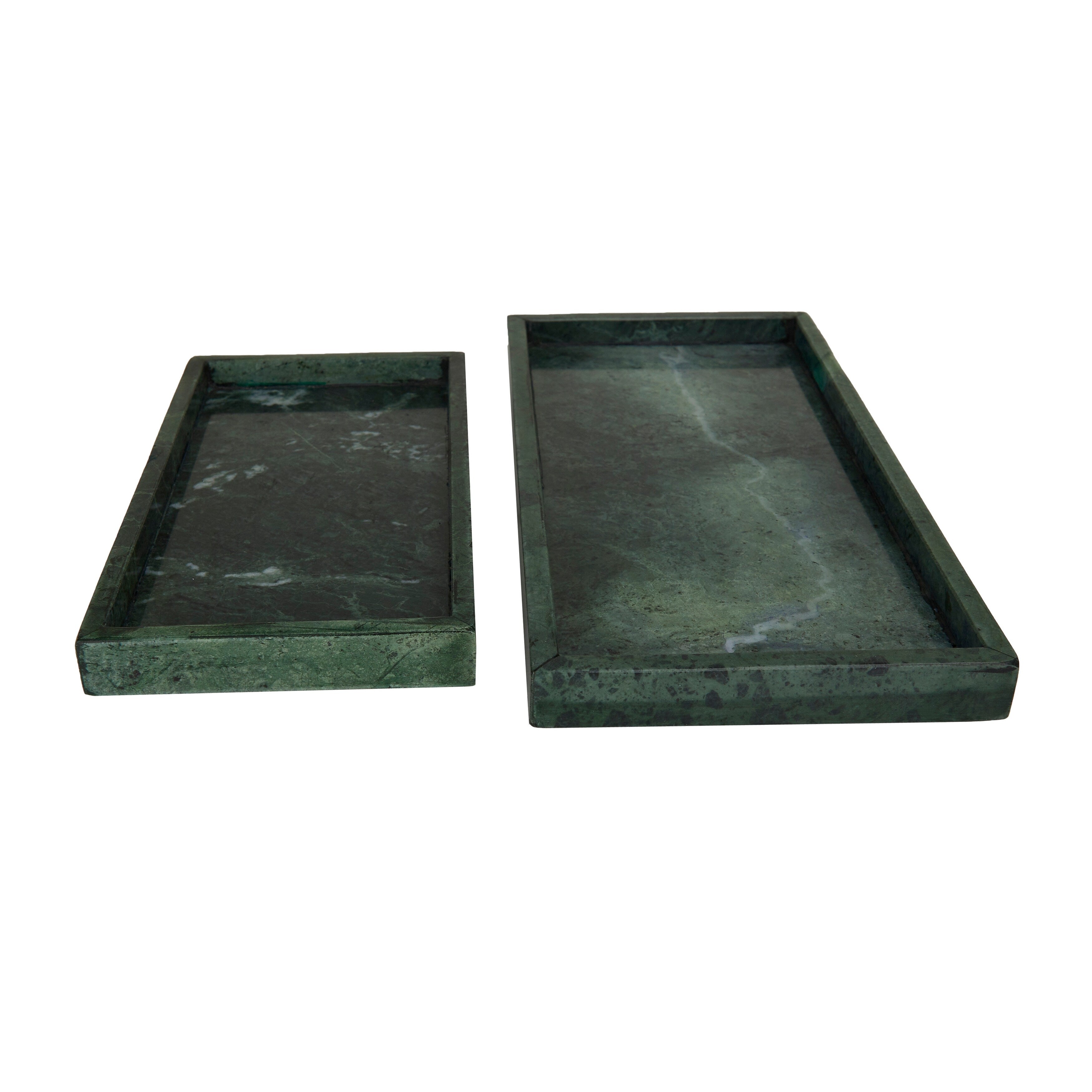 CosmoLiving by Cosmopolitan Marble Tray with Raised Border (Set of 2) - White, Black, Green