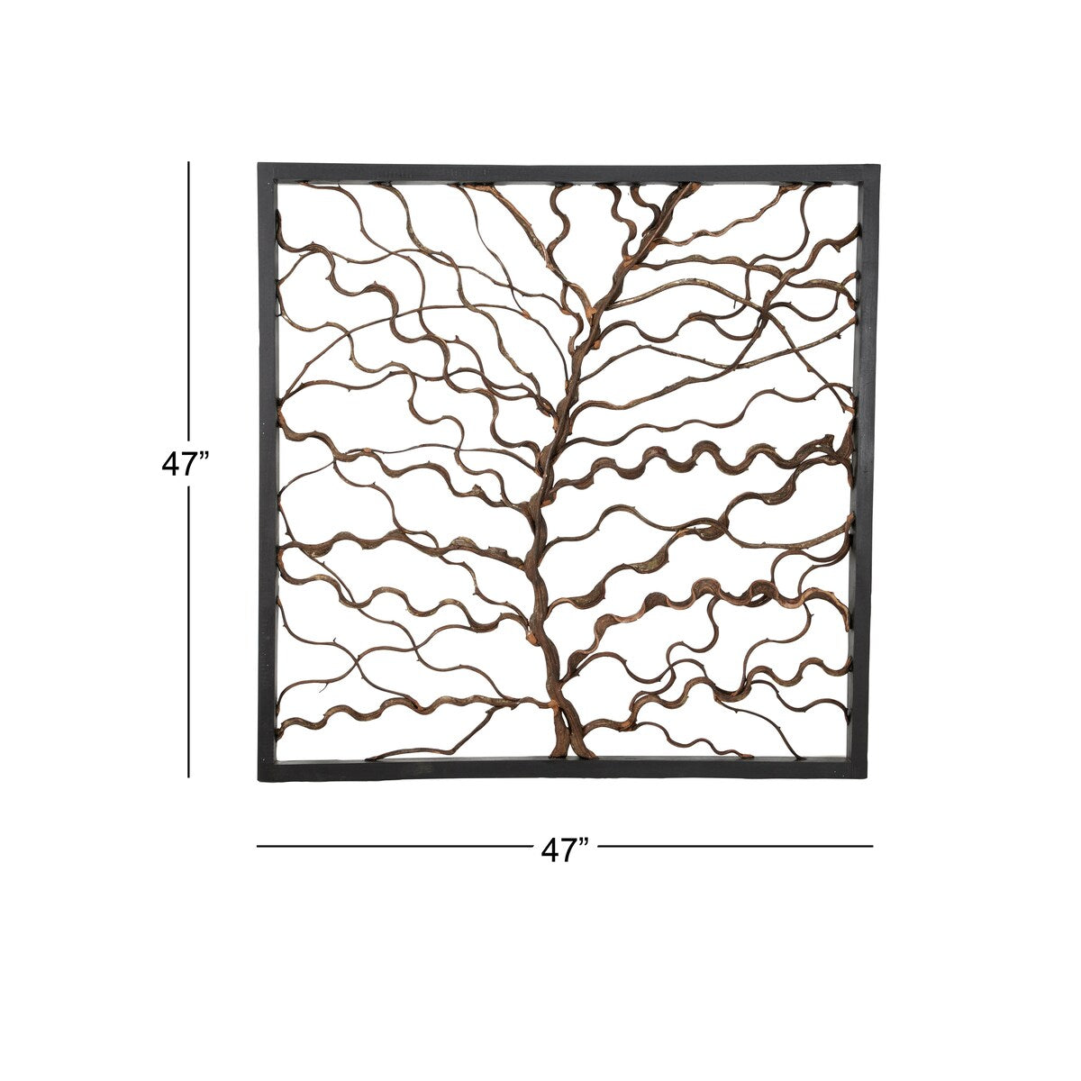 Wood Tree Branch Home Wall Decor with Black Frame - Brown - Roche River Decor