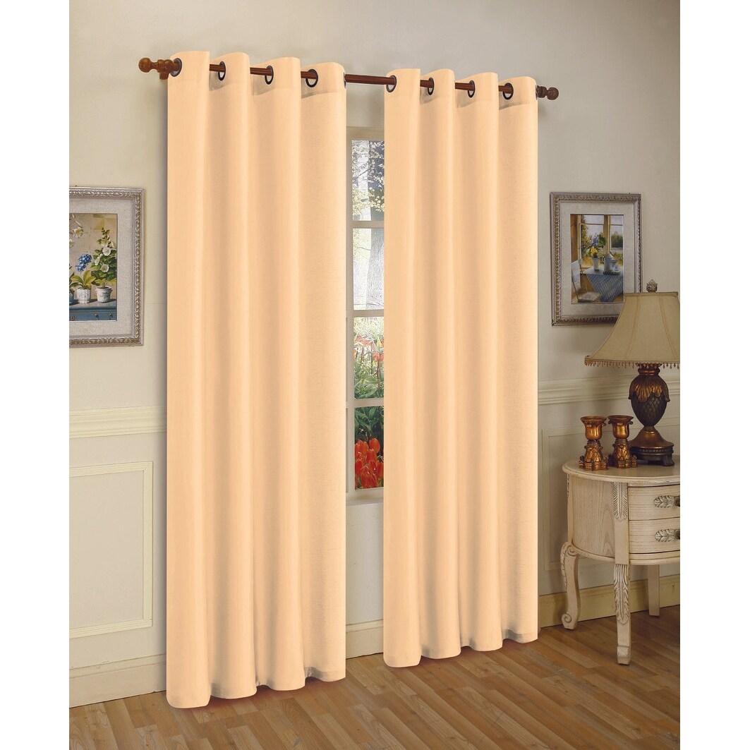 J&V Textiles 2 Panels Solid Grommet Faux Silk Window Curtain Drapes Treatment in 84 Length Beige Size 55X84