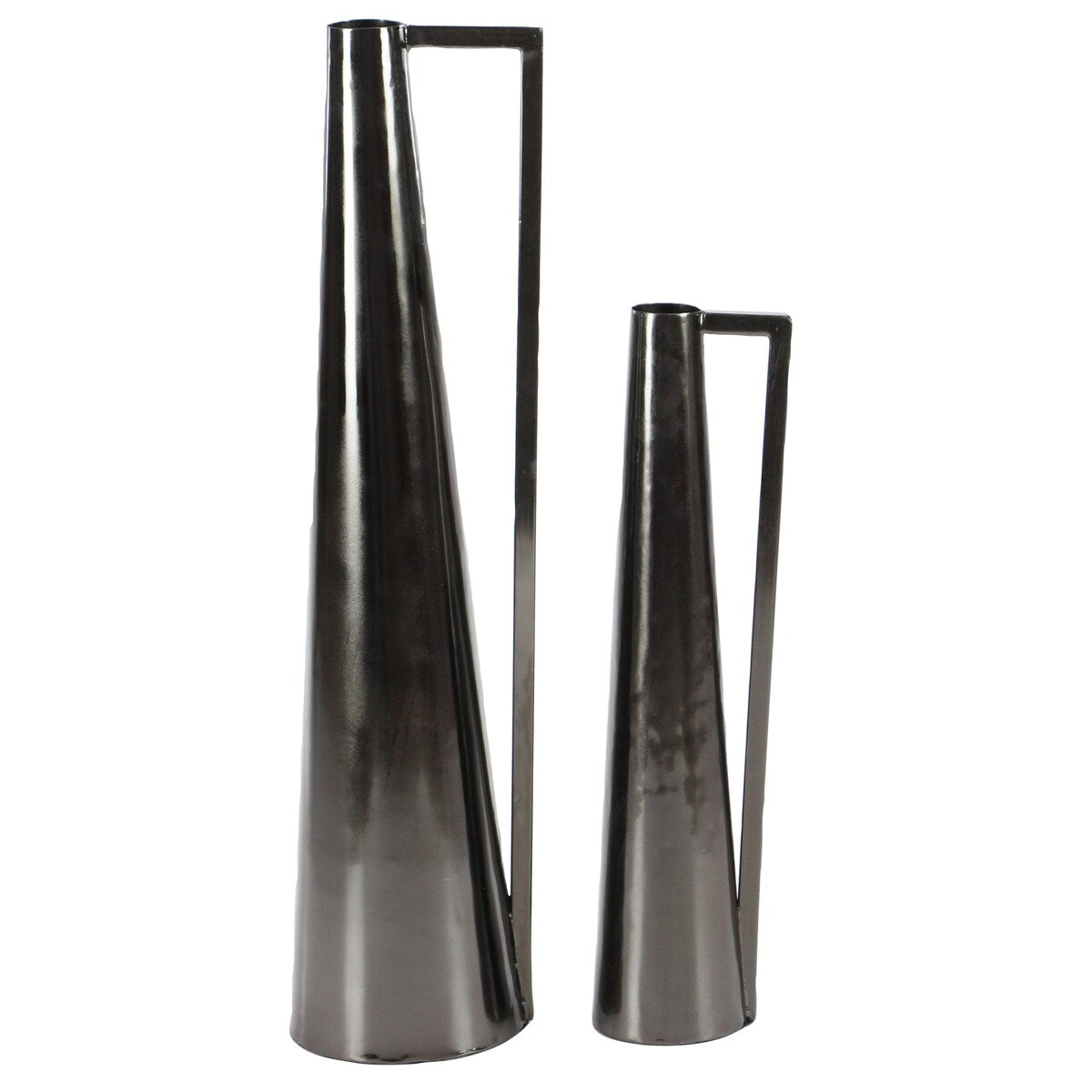 Metal Slim Cone Decorative Vase with Handles - Set of 2 Black, White, Gold, Silver, Dark Gray - CosmoLiving by Cosmopolitan