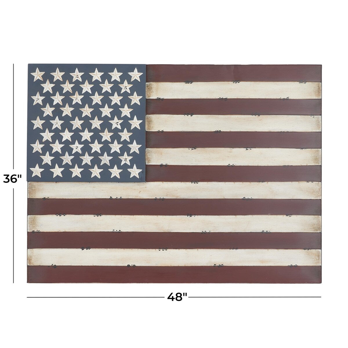 Metal American Flag Indoor Outdoor Home Wall Decor - Red - Roche River Decor