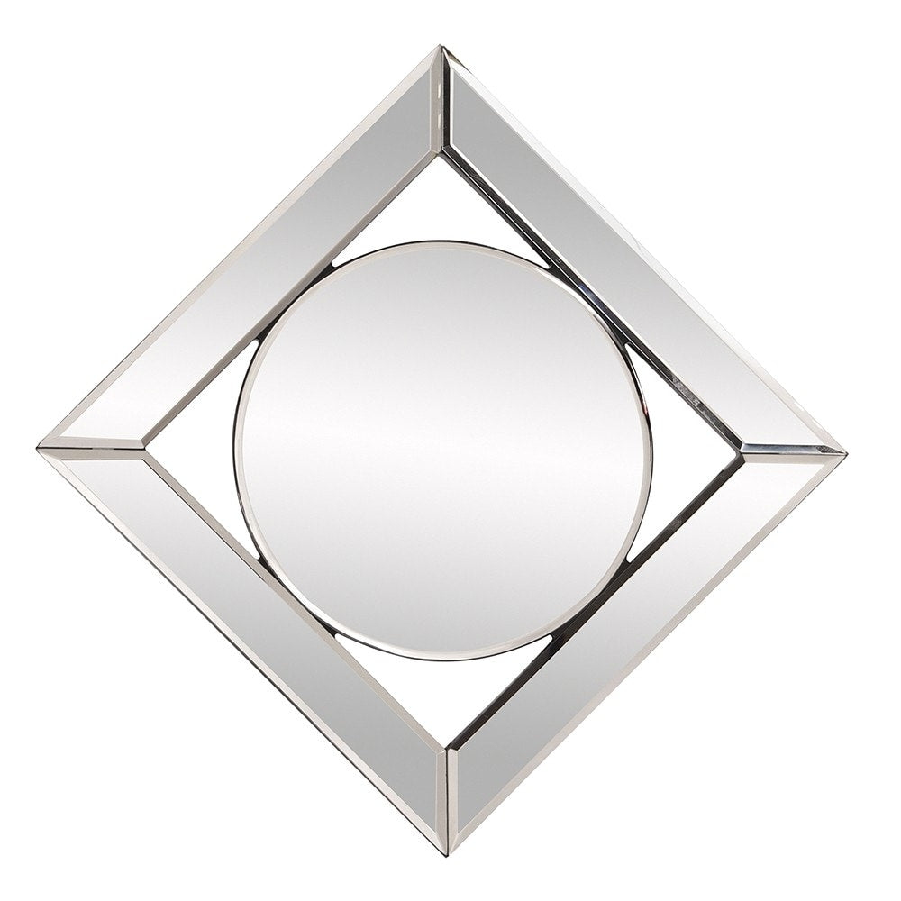 HomeRoots 12 Round in Square Glass Framed Accent Mirror - Clear