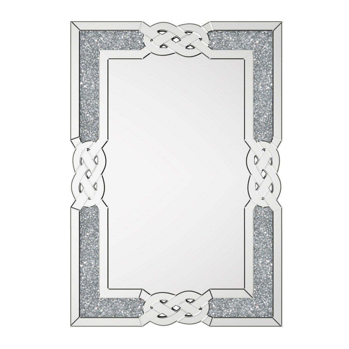 Appealing Decorative Wall Mirror w/Crush Diamond Silver Glass for Home