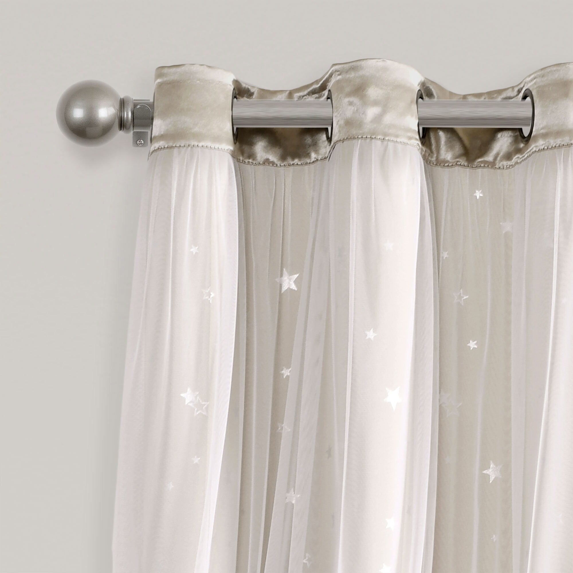 Lush Decor Star Sheer Insulated Grommet Blackout Window Curtain Panel Pair