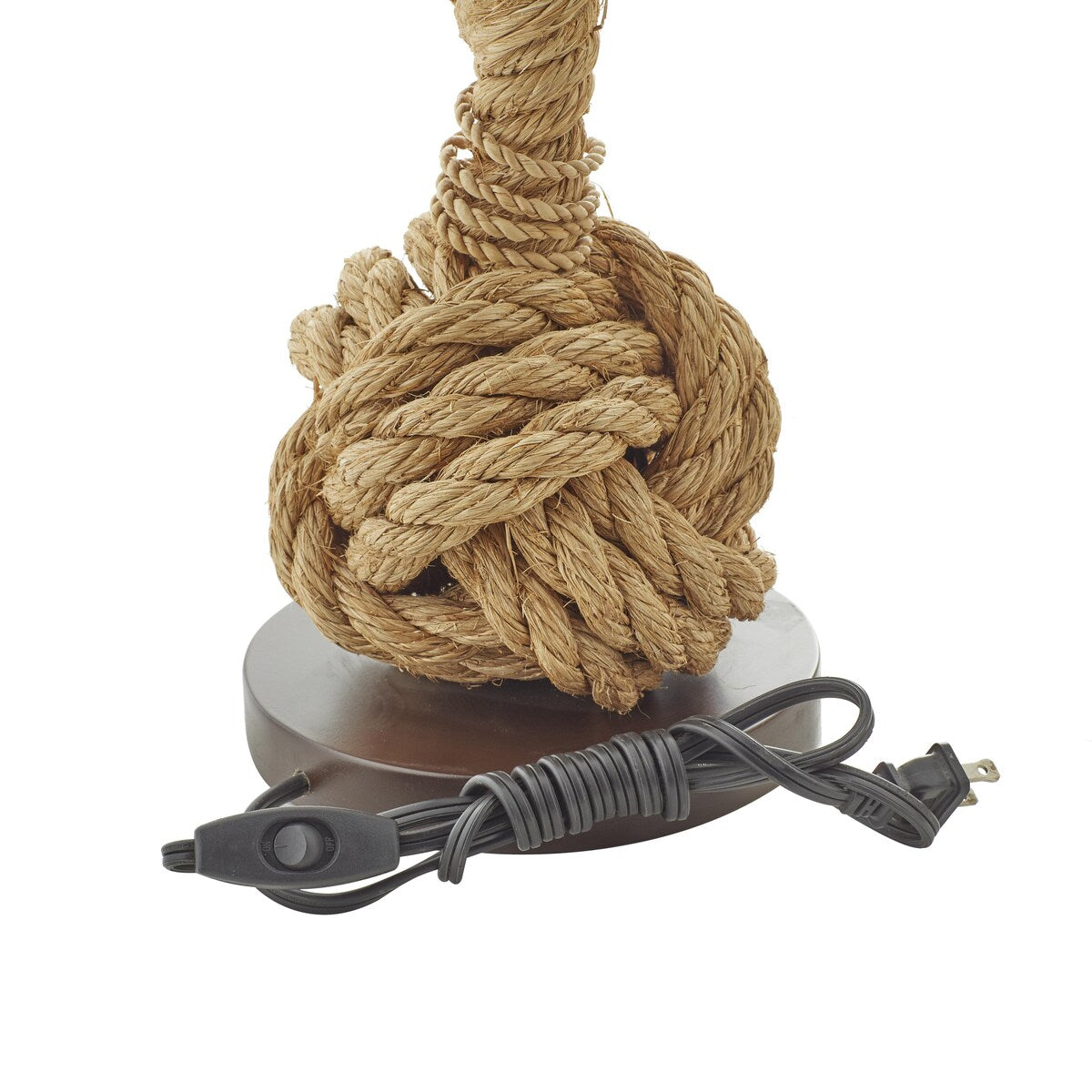 Jute Rope Twisted Rope Room Table Lamp with Linen Shade - Brown - Roche River Decor