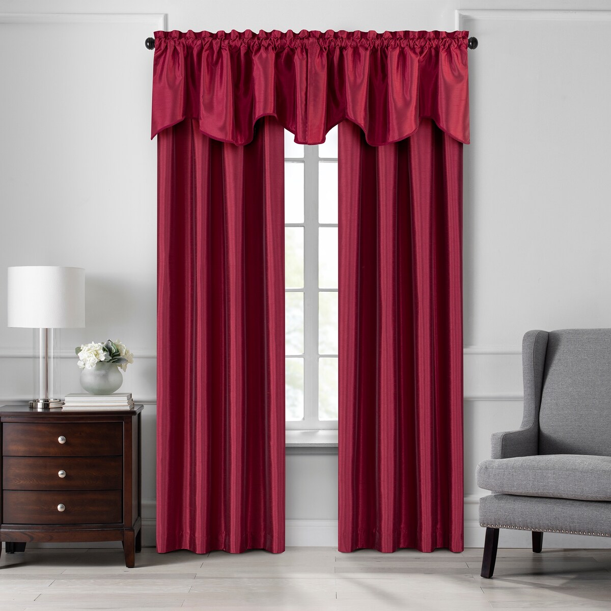 Gracewood Hollow Foster Faux Silk Scalloped Window Valance - 50x21