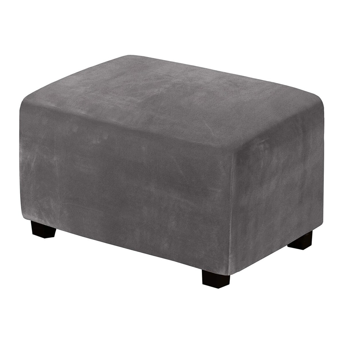 Enova Home One Piece Extra Large Removable Stretch Velvet Fabric Ottoman Slipcover with Elastic Bottom