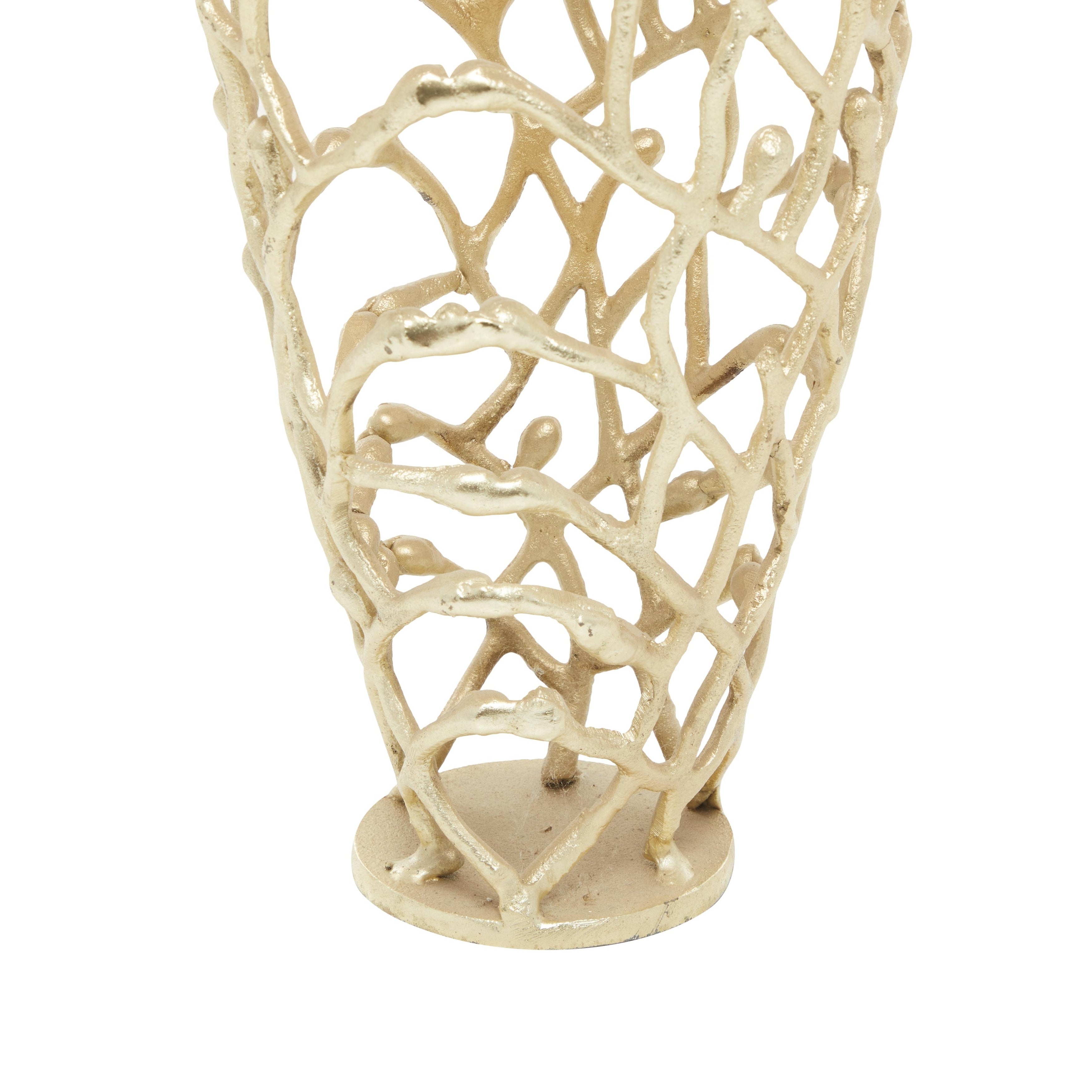 Aluminum Metal Cutout Coral Decorative Vase - Gold or Silver - Roche River Decor