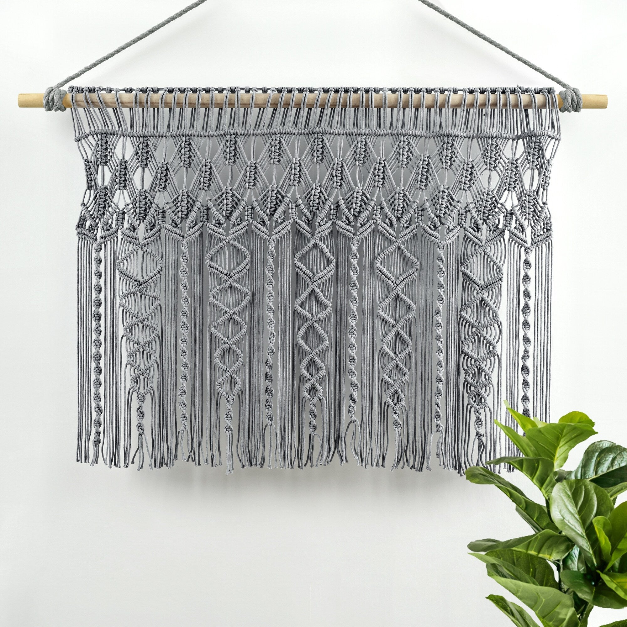 Lush Decor Boho Macrame Textured Cotton Valance/Kitchen Curtain/Wall Decor