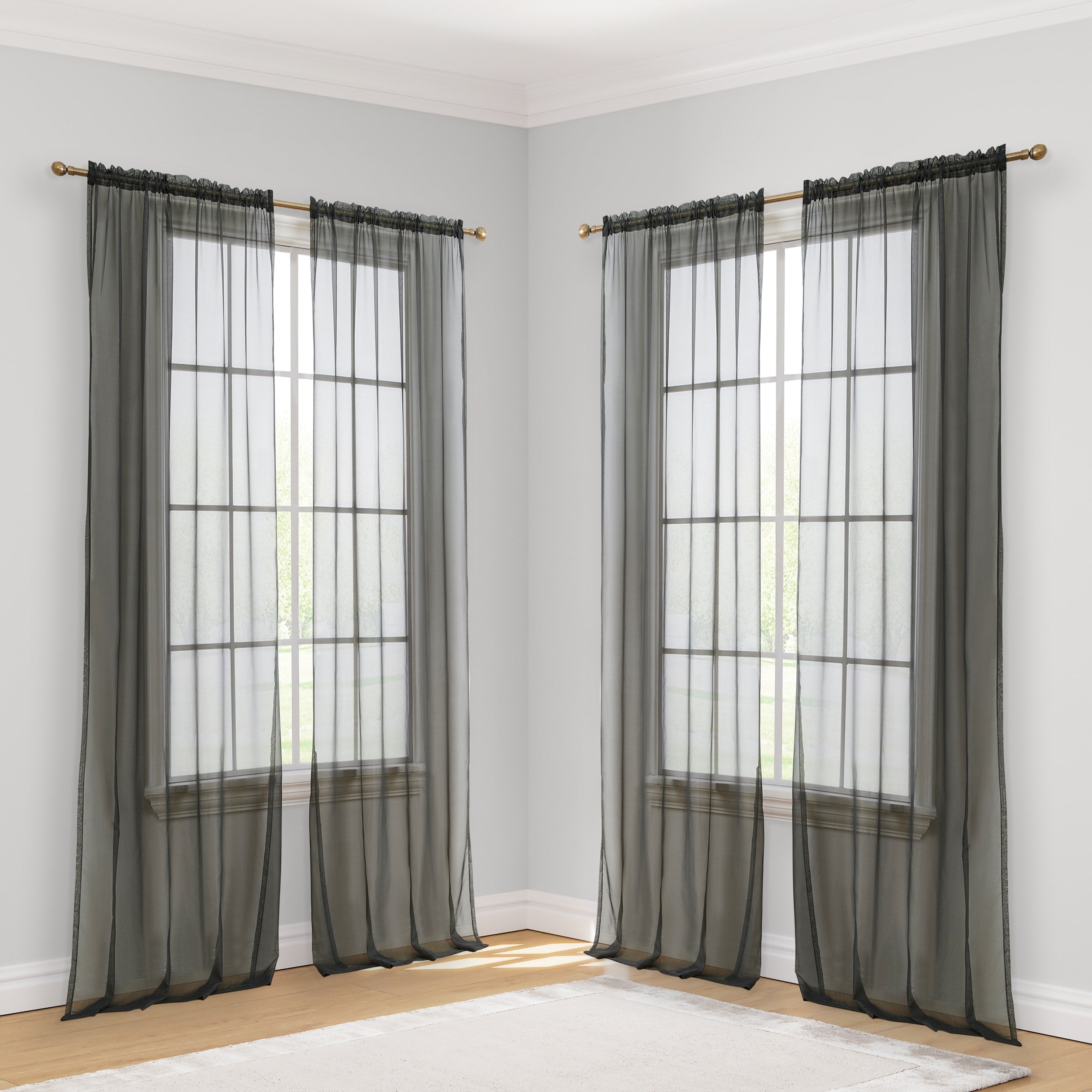 HLC.me Geneva Sheer Voile Window Treatment Rod Pocket Curtain Panels Bedroom and Living Room (Set of 4)