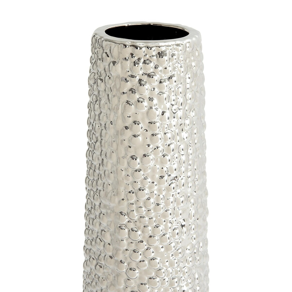 Ceramic Tall Cone Decorative Vase with Bubble Texture - Silver, White, Black, Gold - Roche River Decor