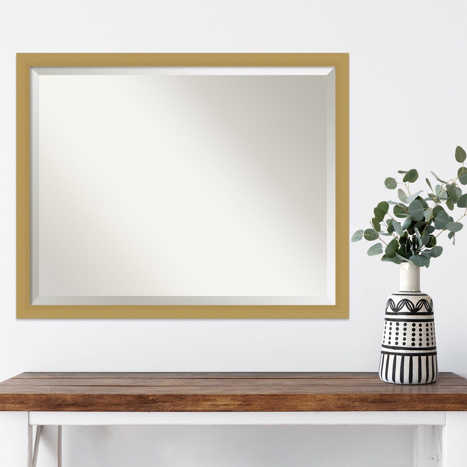 Beveled Wall Mirror - Grace Brushed Gold Narrow Frame