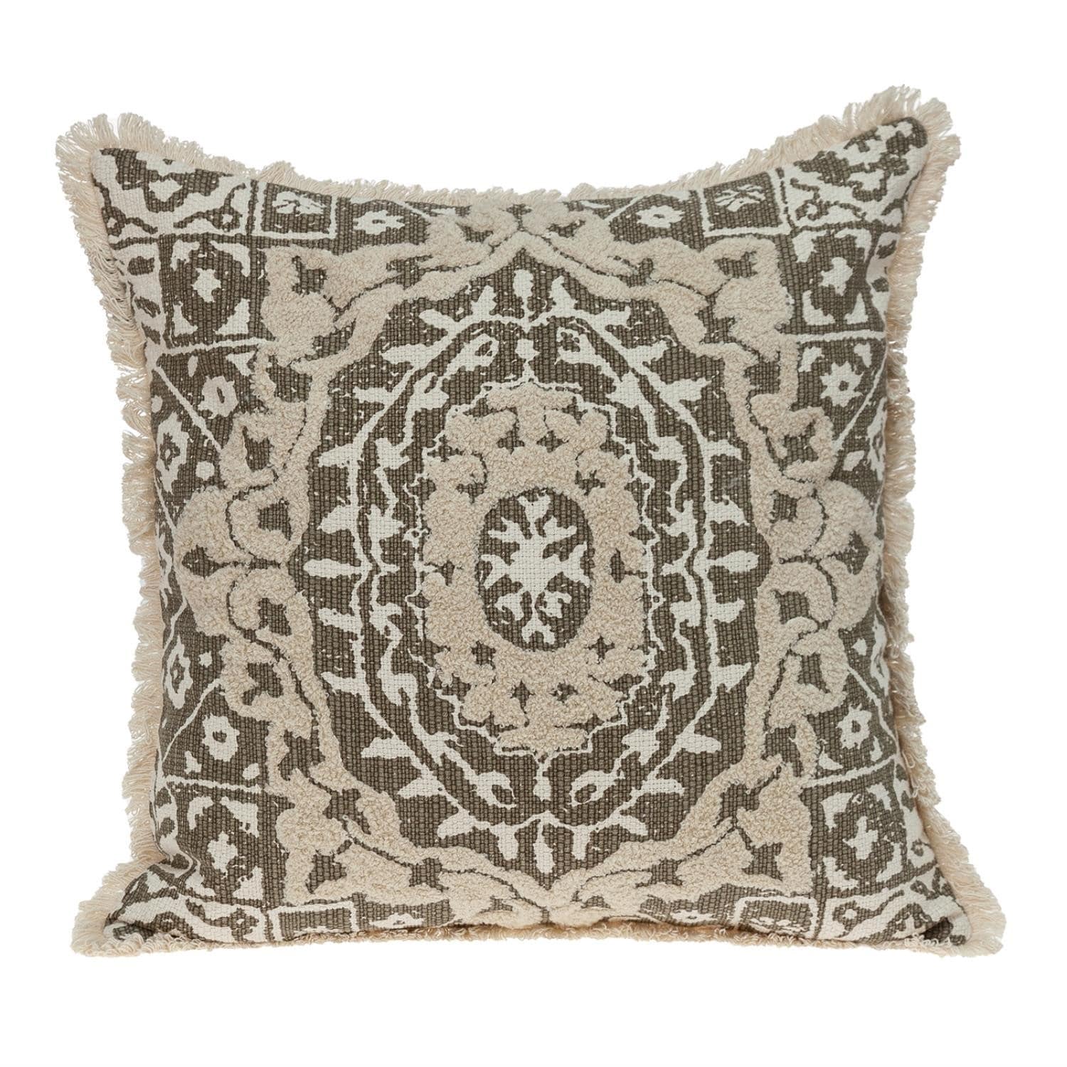 Boho Garland Beige and Khaki Decorative Accent Pillow