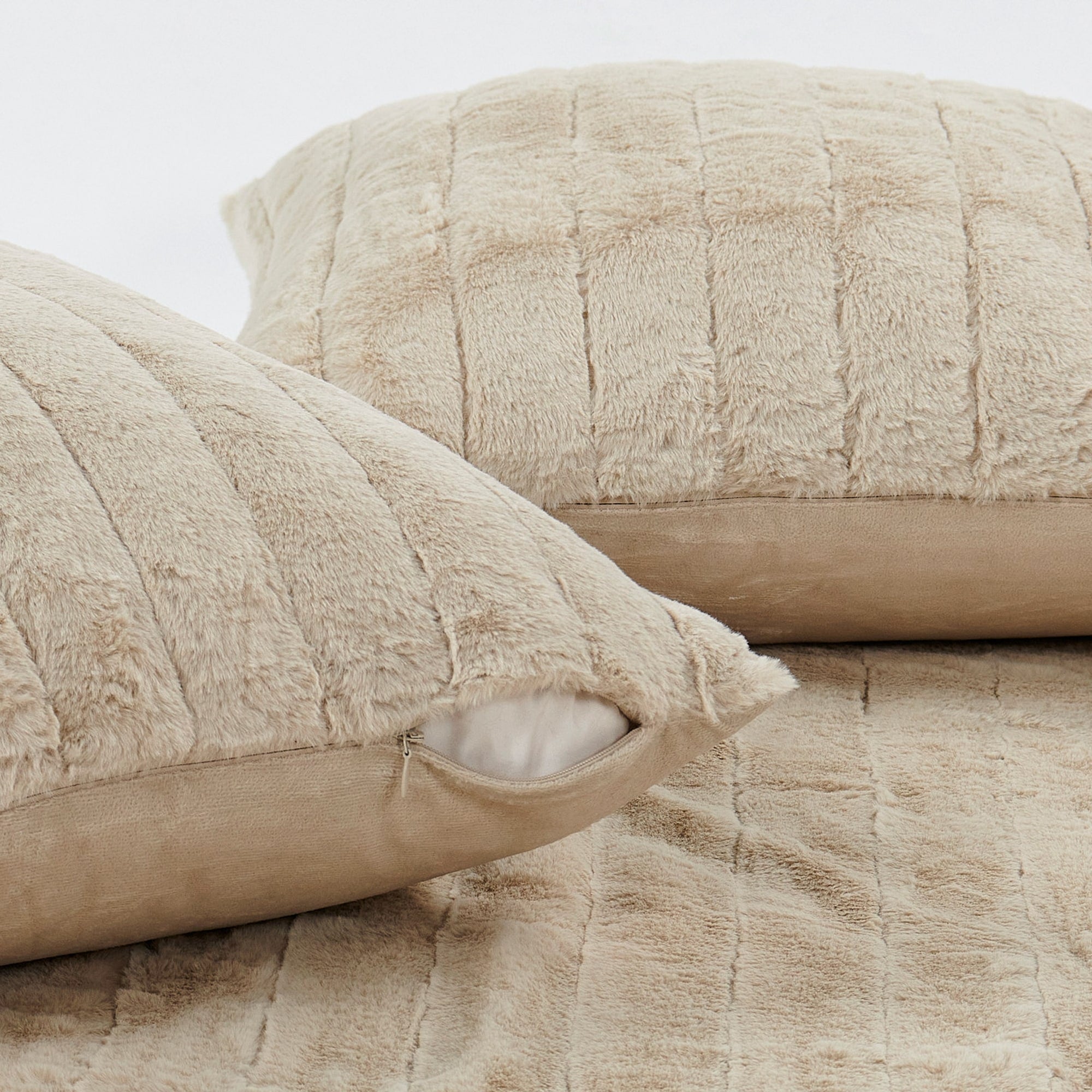 FakeFur Throw & 2 Pillow Shell Combo Set