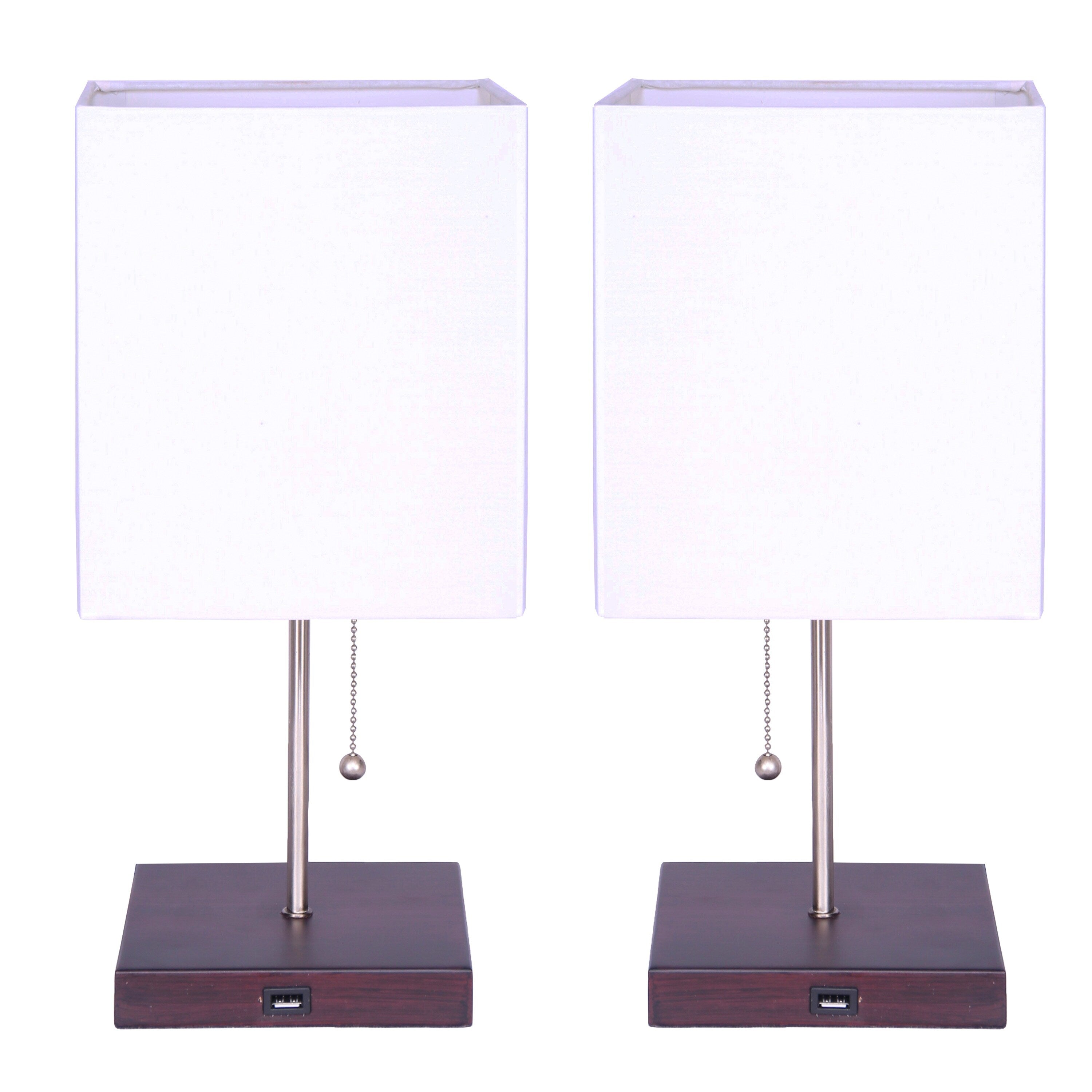 Hutchinson Set of 2 Metal Table Lamps with USB Ports