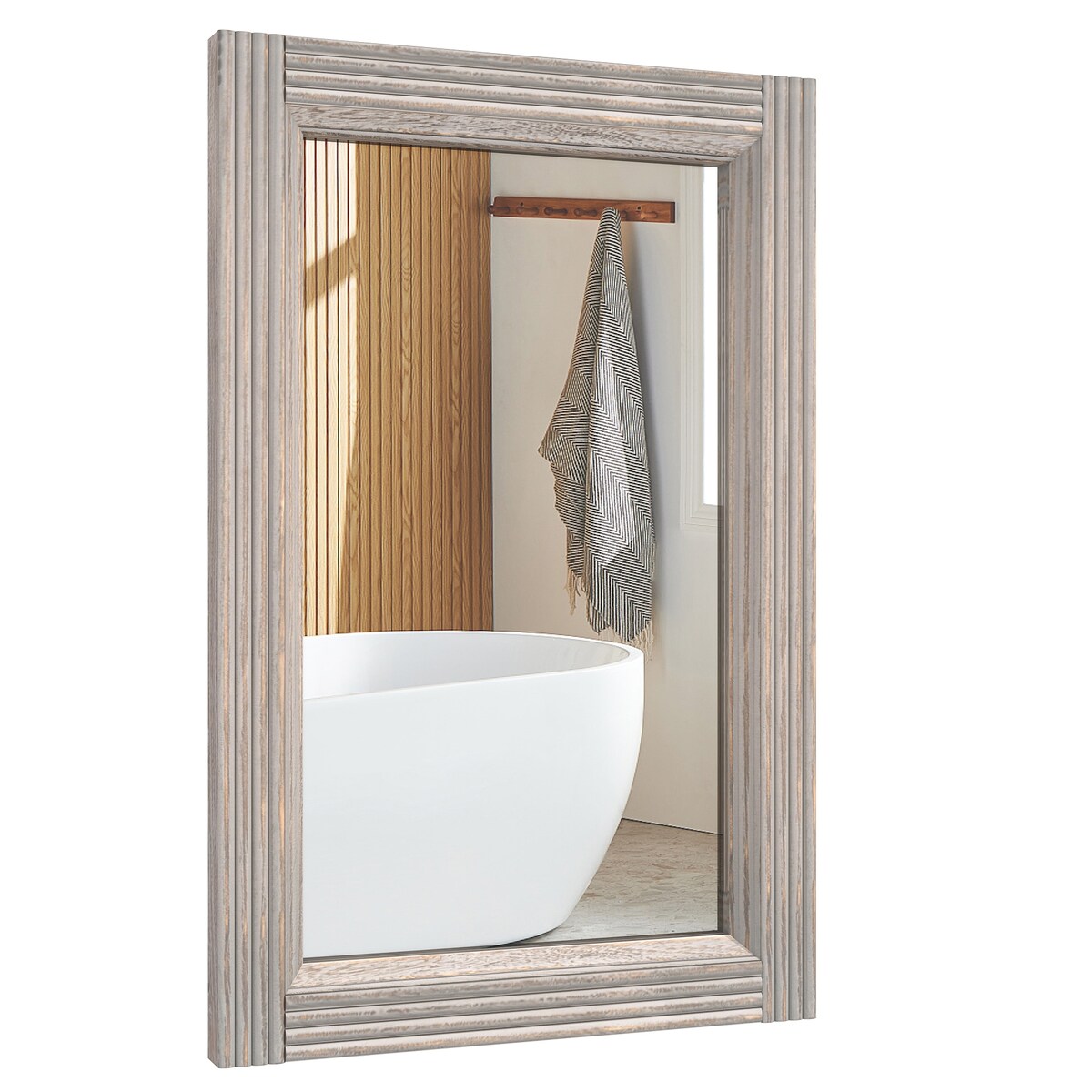 Solid Wood Frame Flat Bathroom Mirror