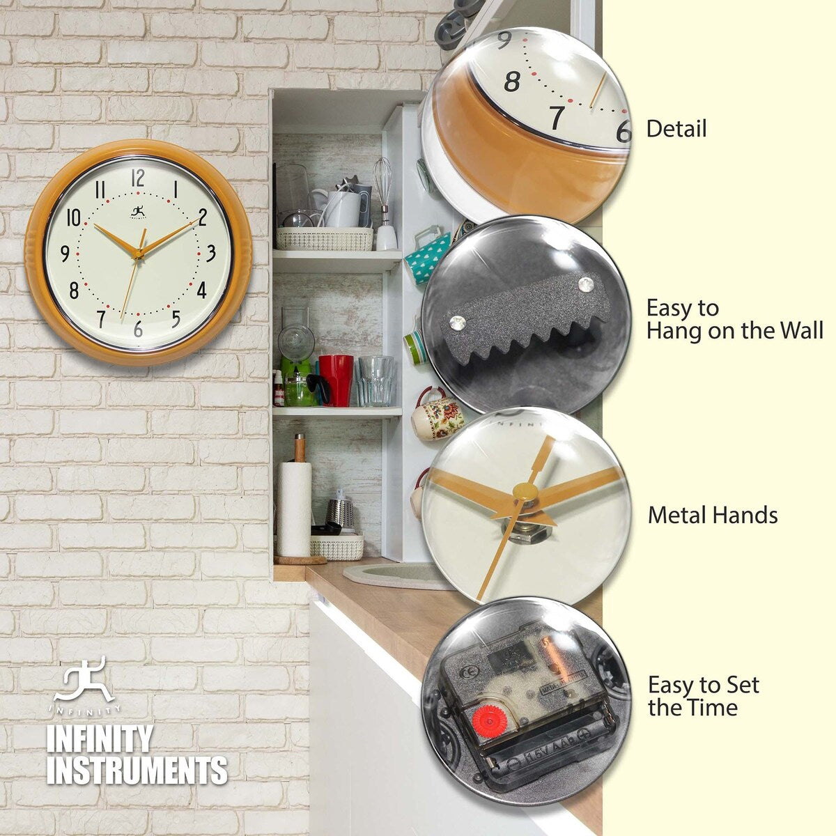 Round Retro Kitchen Wall Clock by Infinity Instruments